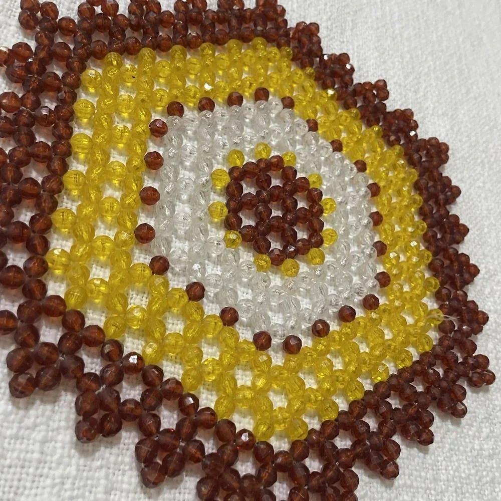 Vintage Beaded‎ Mat Table Top Home Decor Runner Centerpiece Plastic 70's
